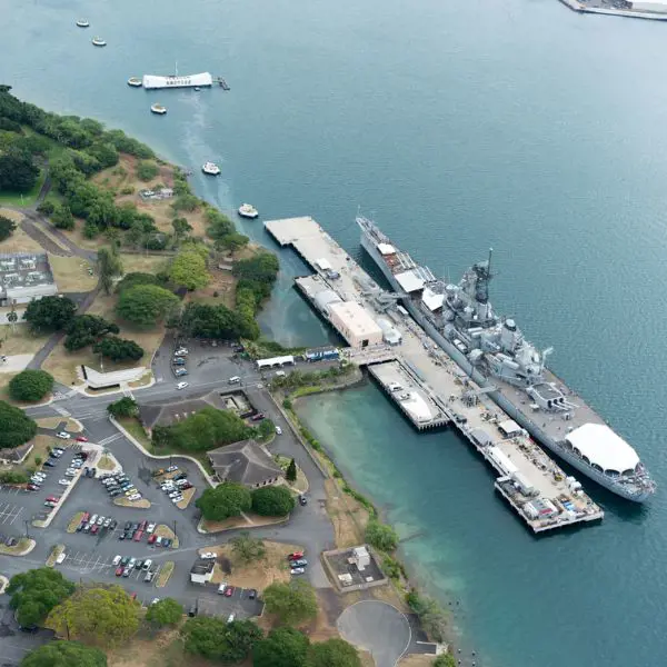 The ariel view of the Pearl Harbor Museum in Oahu