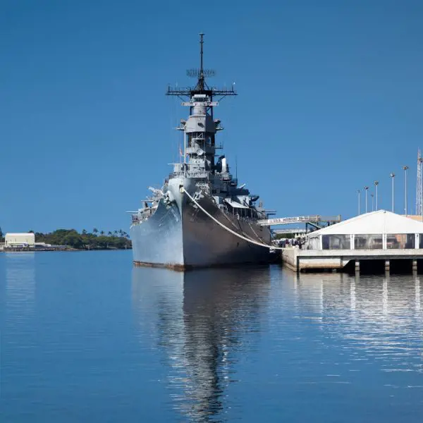 The Battleship Missouri fought in the battles of Iwo Jima and Okinawa 