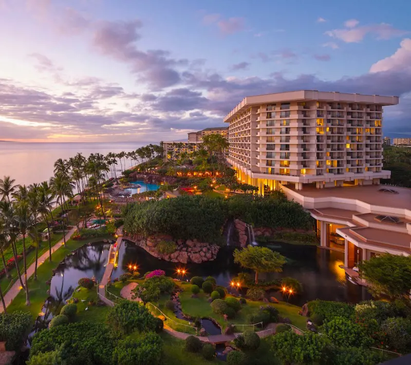 A beautiful evening shot of the Hyatt Regency Maui Resort & Spa