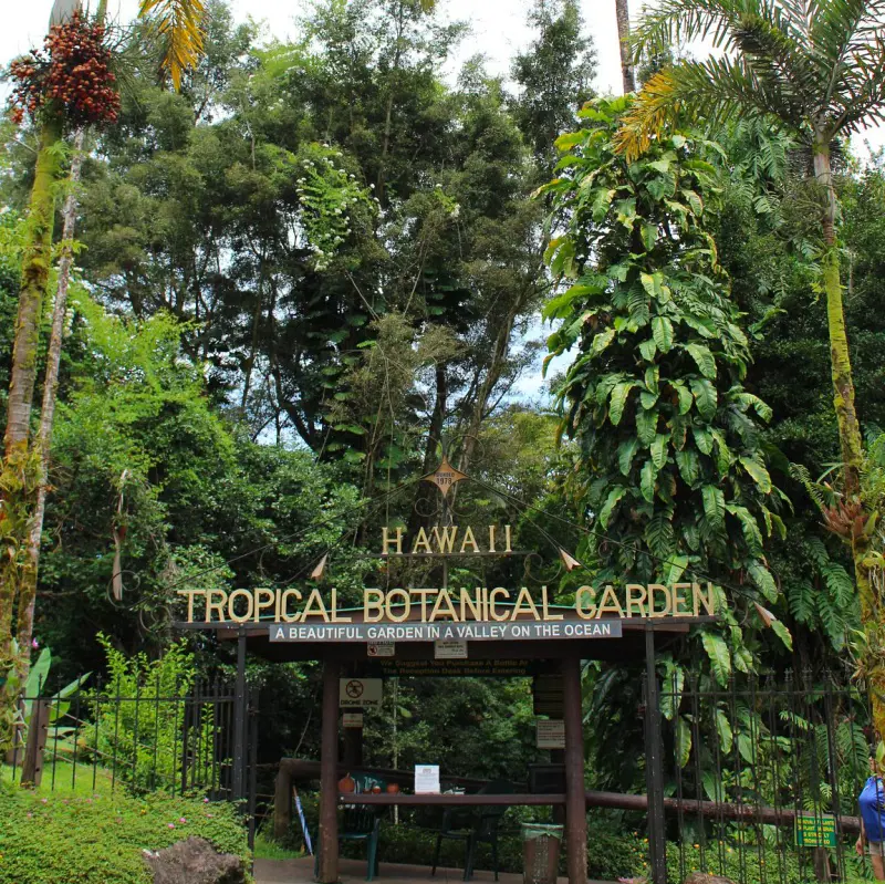 The entrance of the Hawaii Tropical Bioreserve & Garden in Hilo