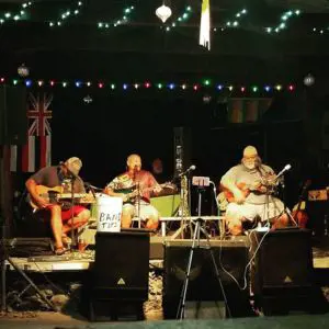 Live music performance by local musicians at Uncle Robert's Awa Bar