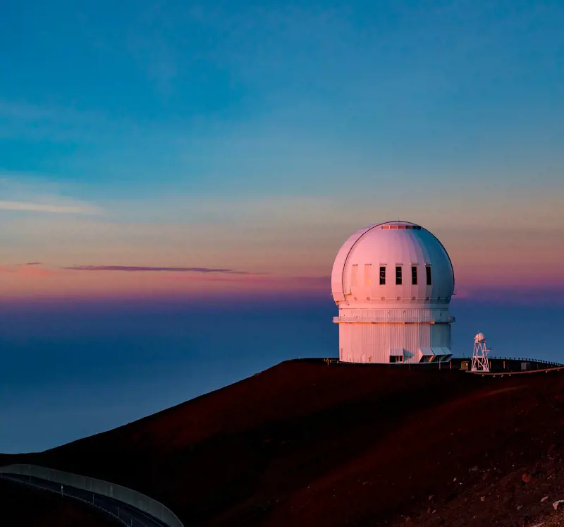 A giant telescope on the top of Mauna Kea Summit