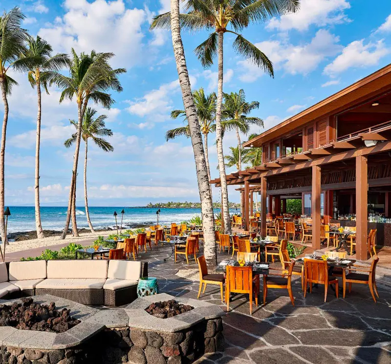 The luxurious Sushi Lounge by the ocean at Four Seasons Resort Hualalai
