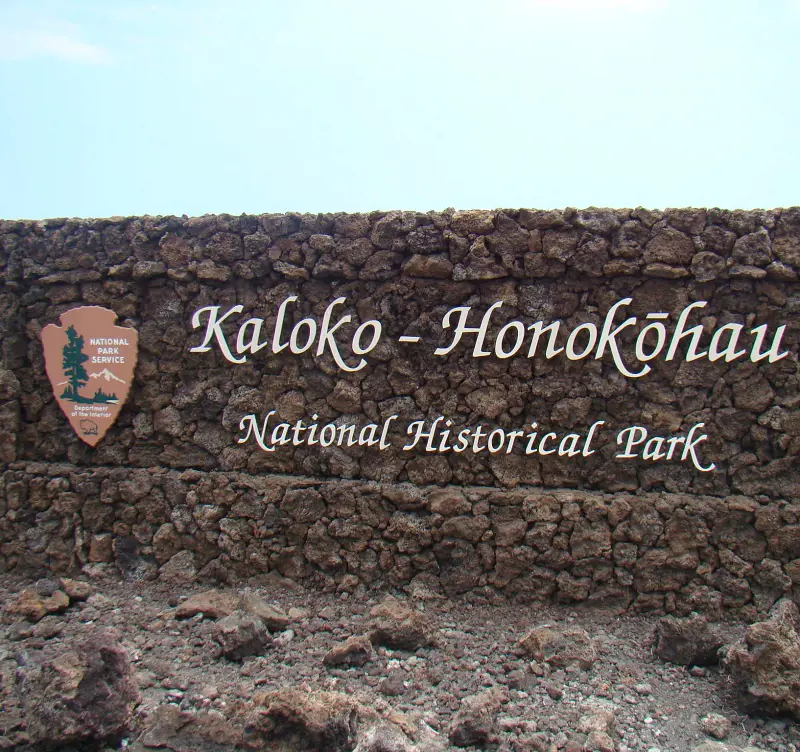 The engraving at Kaloko-Honokohau National Historic Park on a stone wall