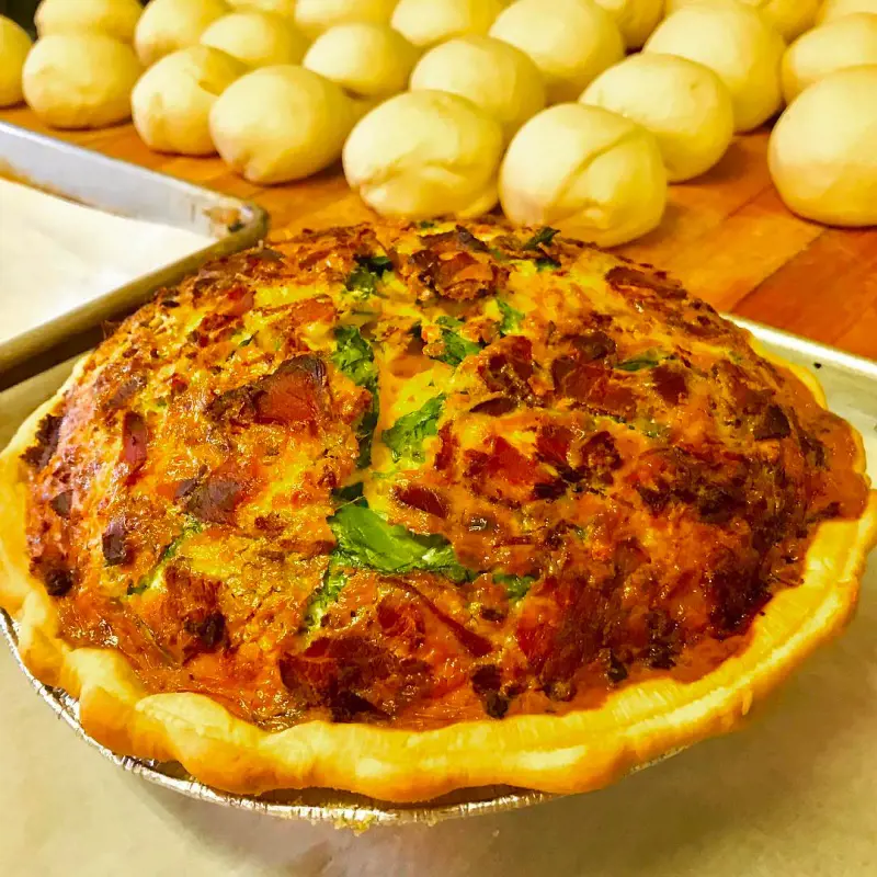 A bite of the delicious Frittata at Kilauea Bakery & Pizzeria is a hearty way to start a day