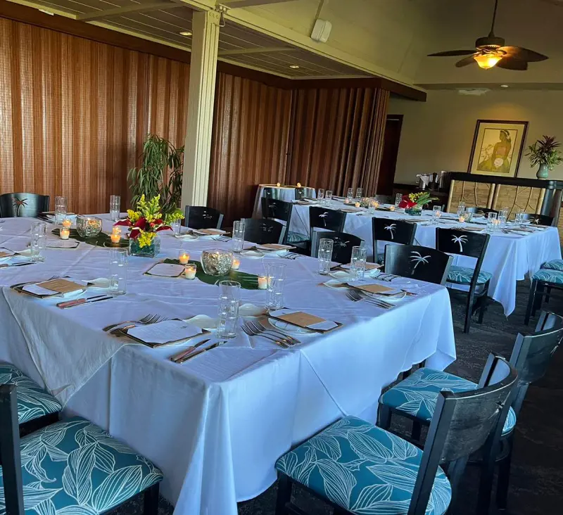 The fine dining place at Hukilau Lanai is available for weeding and other special occassions