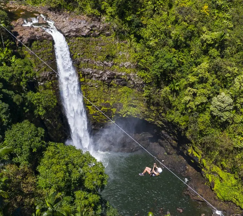 The incredible Akaka Falls and the zipline above