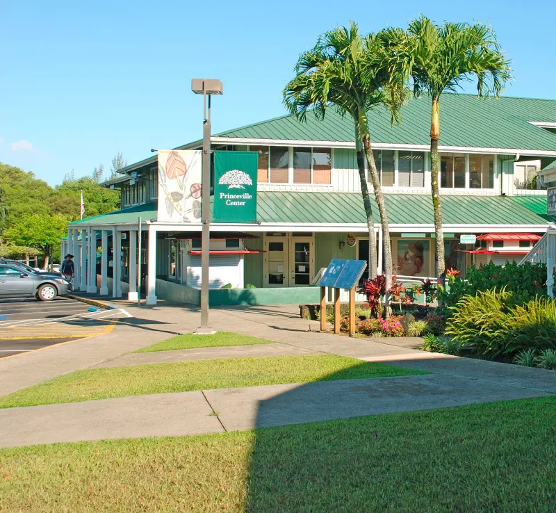 A beautiful shot of the one-stop Princeville Shopping Center in Kauai