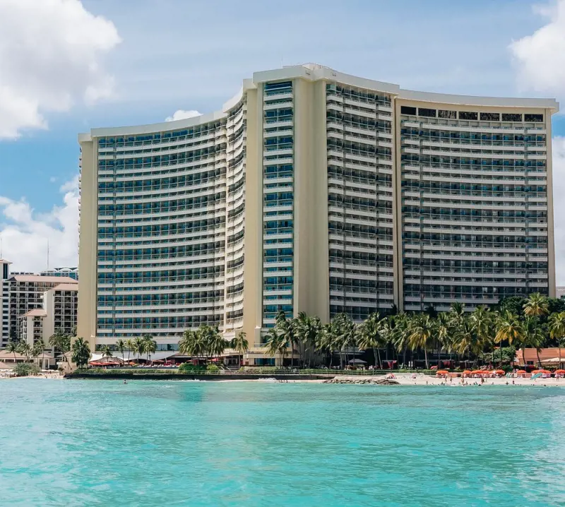 The allure of Sheraton Waikiki captured from the depths of the blue Hawaiian waters
