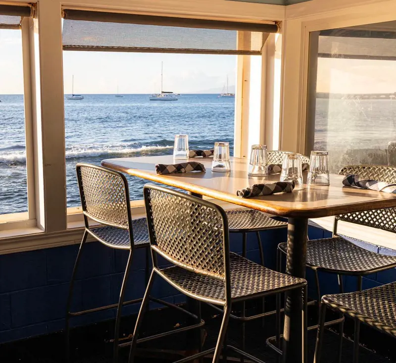 The dining place at Mala Ocean Tavern with a beautiful Ocean view